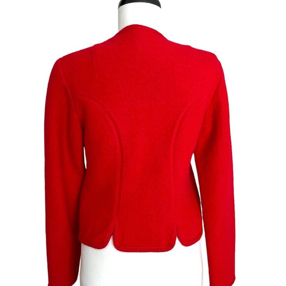 Vintage Boos Austria Boiled Wool Blazer Jacket S Red Cottagecore Alpine - Picture 3 of 14